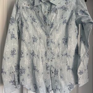 Ariat Women's Light Blue Floral Button Down Shirt